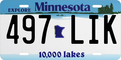 MN license plate 497LIK