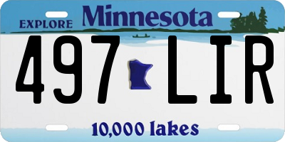 MN license plate 497LIR