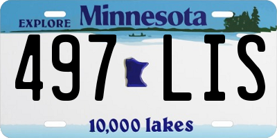 MN license plate 497LIS