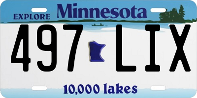 MN license plate 497LIX