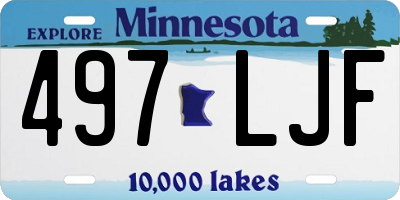 MN license plate 497LJF