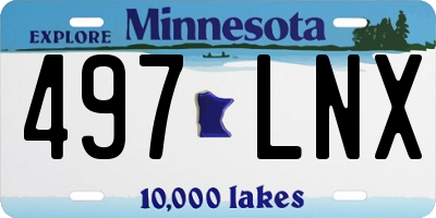 MN license plate 497LNX