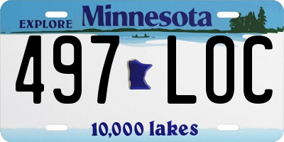 MN license plate 497LOC