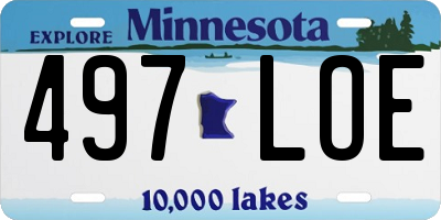 MN license plate 497LOE