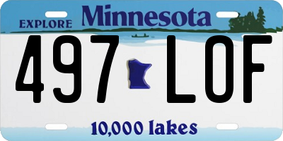 MN license plate 497LOF