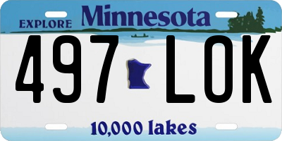 MN license plate 497LOK