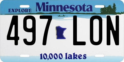 MN license plate 497LON