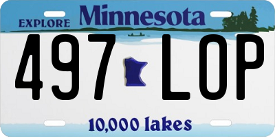 MN license plate 497LOP
