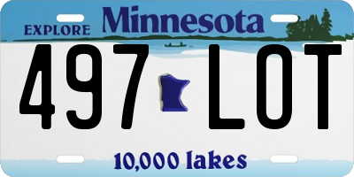 MN license plate 497LOT