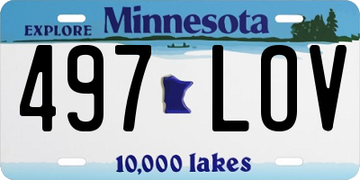 MN license plate 497LOV