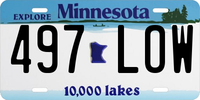 MN license plate 497LOW
