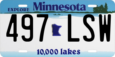 MN license plate 497LSW