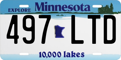 MN license plate 497LTD