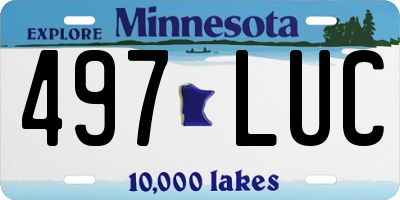 MN license plate 497LUC