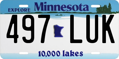 MN license plate 497LUK