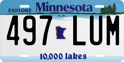 MN license plate 497LUM