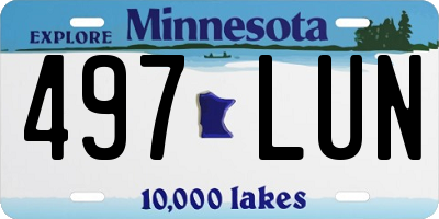 MN license plate 497LUN