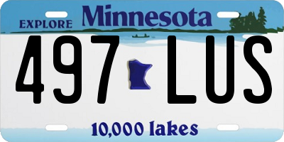 MN license plate 497LUS