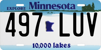 MN license plate 497LUV
