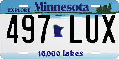 MN license plate 497LUX