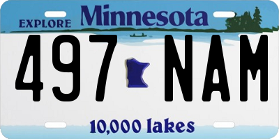 MN license plate 497NAM