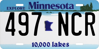 MN license plate 497NCR