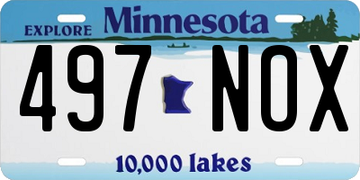 MN license plate 497NOX
