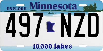 MN license plate 497NZD