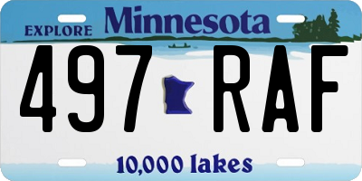 MN license plate 497RAF