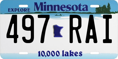 MN license plate 497RAI
