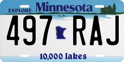 MN license plate 497RAJ