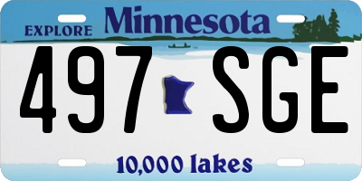 MN license plate 497SGE