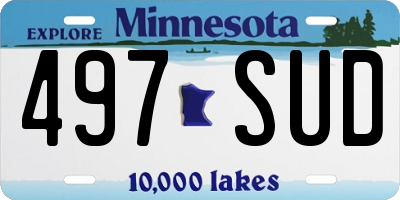 MN license plate 497SUD