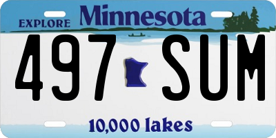 MN license plate 497SUM