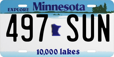 MN license plate 497SUN