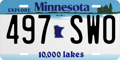 MN license plate 497SWO