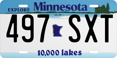 MN license plate 497SXT