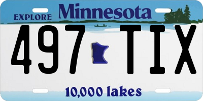 MN license plate 497TIX