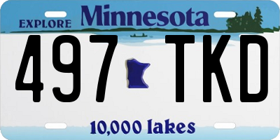 MN license plate 497TKD