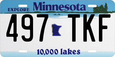 MN license plate 497TKF