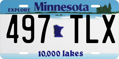 MN license plate 497TLX
