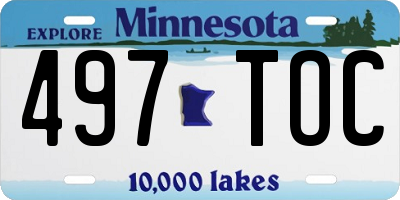 MN license plate 497TOC