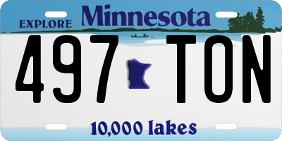 MN license plate 497TON