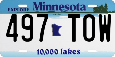 MN license plate 497TOW