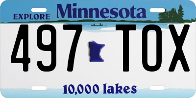 MN license plate 497TOX