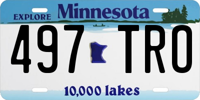 MN license plate 497TRO