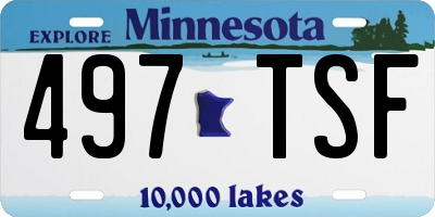 MN license plate 497TSF