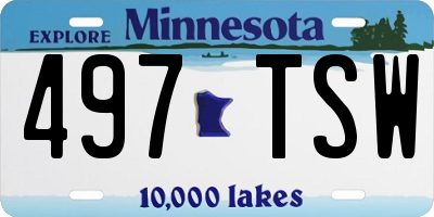 MN license plate 497TSW