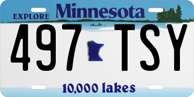 MN license plate 497TSY