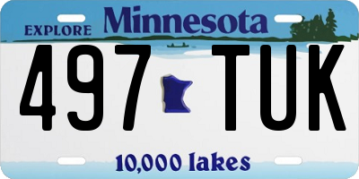 MN license plate 497TUK